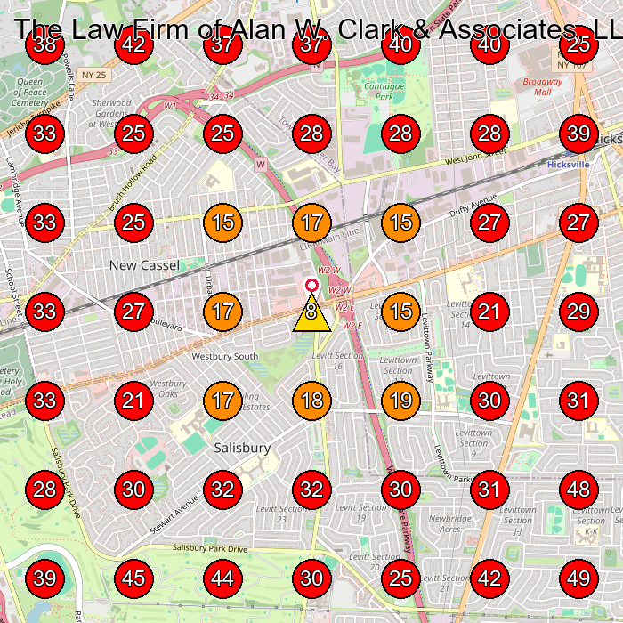 The Law Firm of Alan W. Clark & Associates, LLC GeoGrid visibility map for Law Firm in Westbury